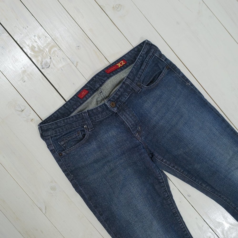X2 Quality Denim Jeans Flare Cuffed Hem Mid Waist